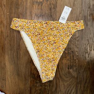 90s High-Waist High-Leg Cheeky Bottoms in Yellow Floral size M